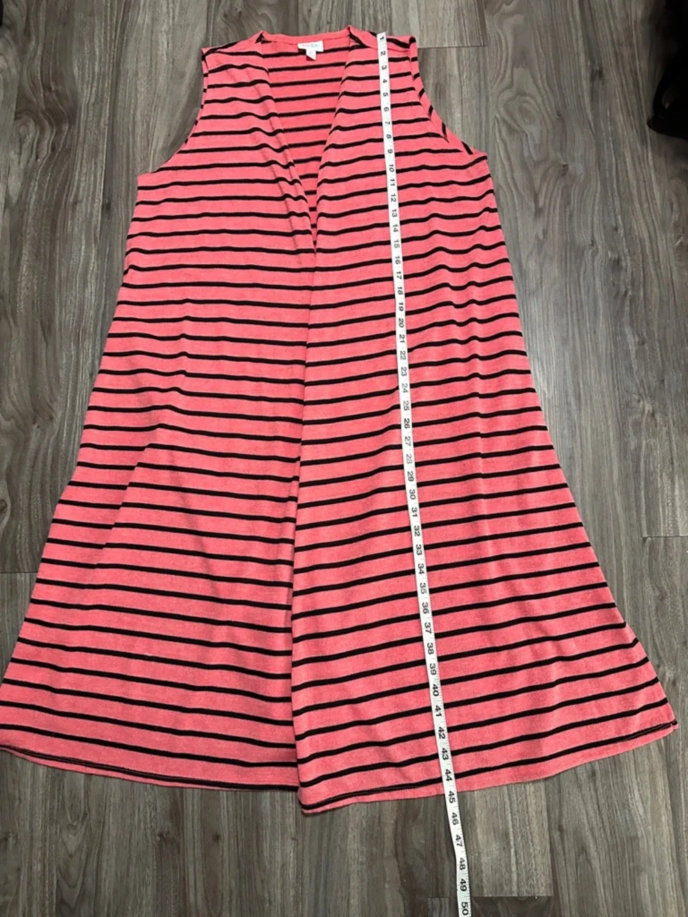 LuLaRoe Coral and Black Striped Sleeveless Duster